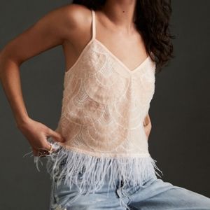 Anthropologie Eva Franco Sequin Feather-Hem Tank M